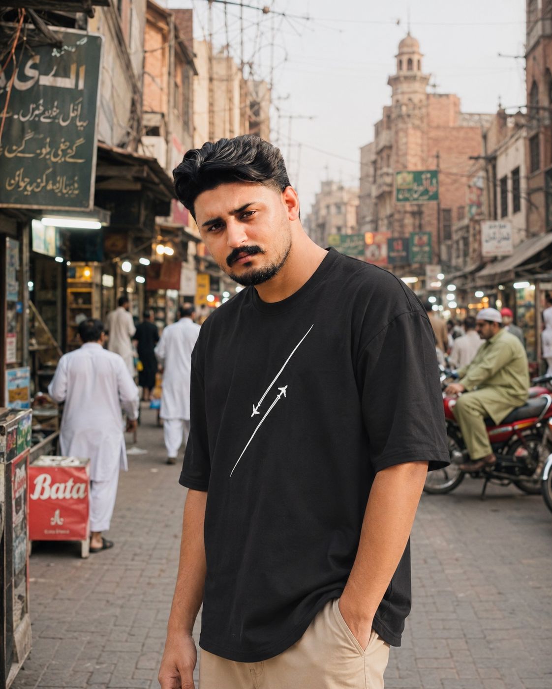 Minimalist Arrow Graphic Tee — Black