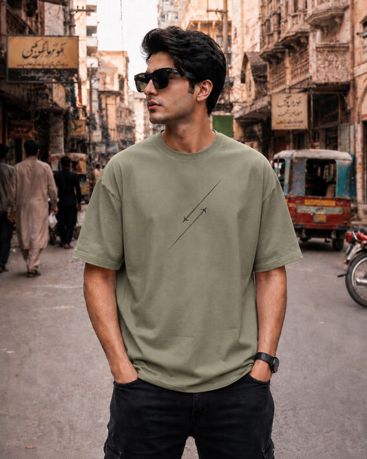 Minimalist Arrow Graphic Tee — Sage
